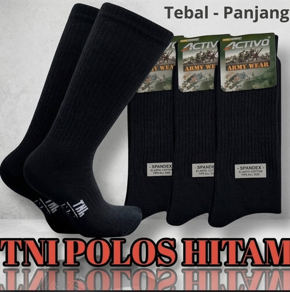 6 pasang kaos kaki TNI/PORLI PDL hitam tebal