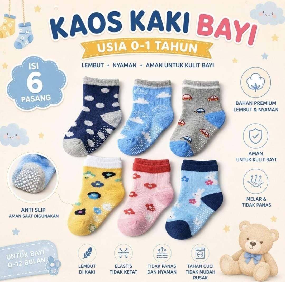 3 pasang kaos kaki BAYI cewe usia 0-12 bulan 2