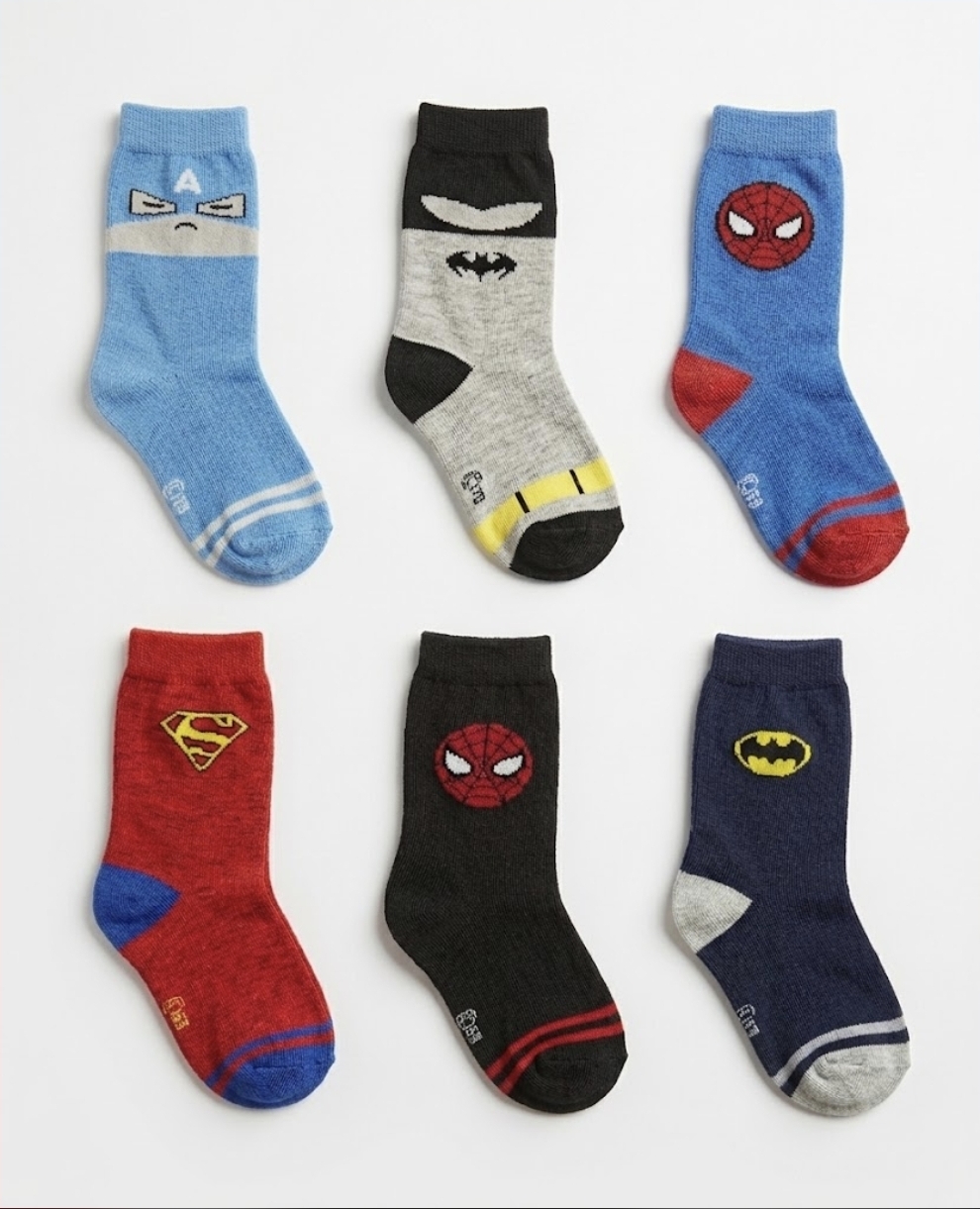 3 pasang kaos kaki anak TK/PAUD motif super hero Random